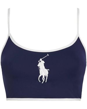 Polo Ralph Lauren Polo Pony Two-Tone Bikini Top - Blue