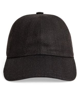 Brioni Alpaca Herringbone Baseball Cap - Black