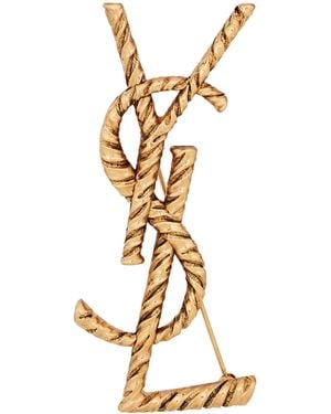Saint Laurent Opyum Ysl Twisted Brooch - Metallic