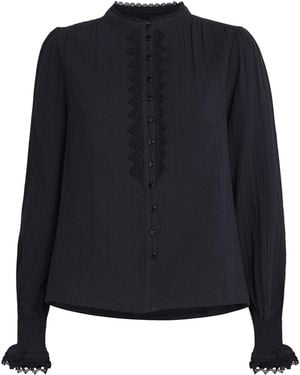 ME+EM Cotton Embroidered Blouse - Black