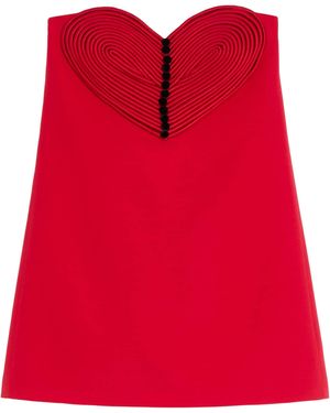 Valentino Silk-Wool Heart Mini Dress - Red