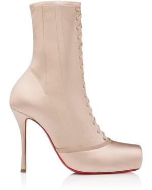 Christian Louboutin Pavlova Leather-Satin Boots 100 - Natural