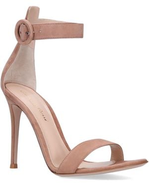 Gianvito Rossi Suede Portofino Sandals 105 - Pink