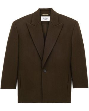 Saint Laurent Wool Short Coat - Brown