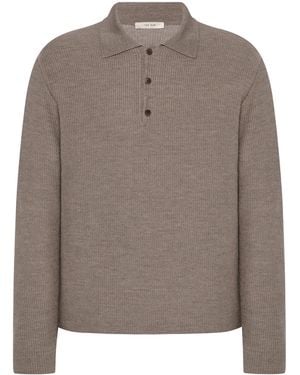 The Row Bertram Cashmere Long-Sleeve Polo Shirt - Brown