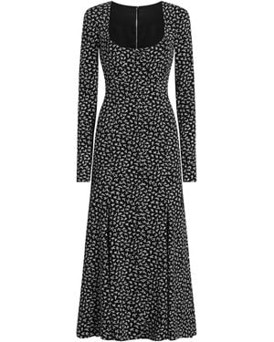 Dolce & Gabbana Stretch-Silk Charmeuse Floral Midi Dress - Black