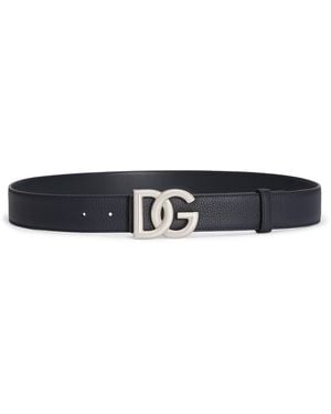 Dolce & Gabbana Leather Logo Belt - Black