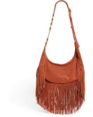 MAX&Co. Suede Fringe-detail Shoulder Bag - Brown