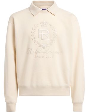 Ralph Lauren Cotton-Cashmere Crest Collar Sweatshirt - White