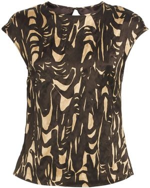 JOSEPH Printed Crinkle Zeyna Top - Black