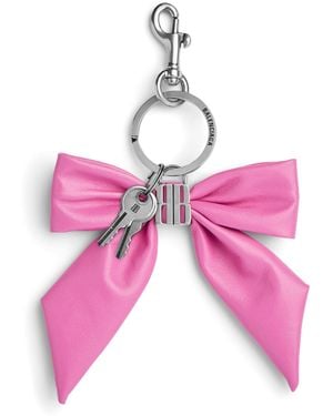 Balenciaga Leather Clémence Bow Keyring - Pink
