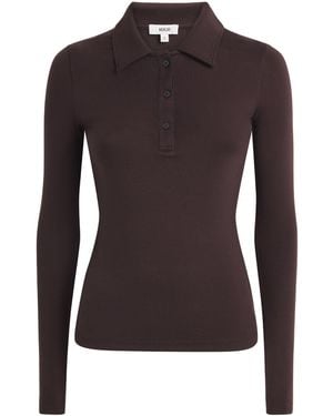 Agolde Knitted Amos Polo Top - Brown