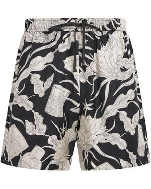 Amiri Silk Floral Print Shorts - Grey