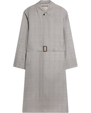 dunhill Cotton-Silk Glen Check Car Coat - Grey