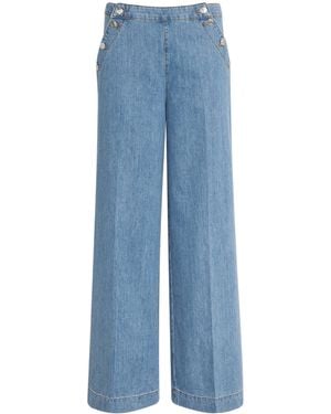 Claudie Pierlot Button-Up-Panel Wide-Leg Jeans - Blue