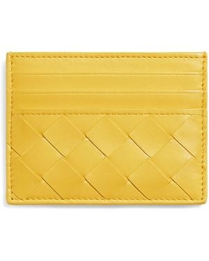 Bottega Veneta Leather Intrecciato Card Holder - Yellow