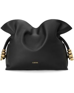 Loewe Medium Leather Flamenco Clutch Bag - Black