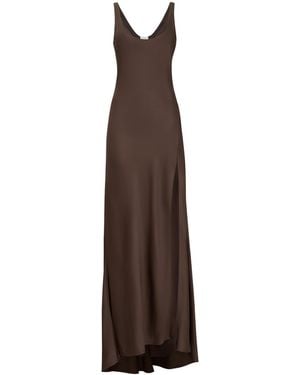 Brunello Cucinelli Stretch-Silk Slip Dress - Brown