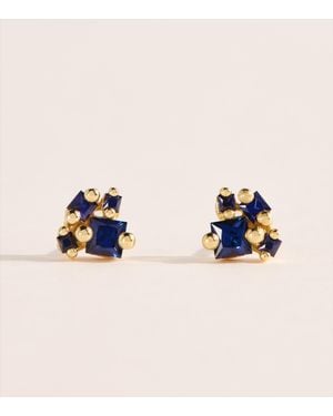 Suzanne Kalan And Sapphire Princess Double Cluster Stud Earrings - Blue