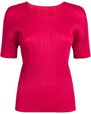 Pleats Please Issey Miyake Short-Sleeve New Colourful Basics 4 Top - Pink