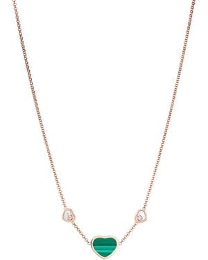 Chopard Diamond And Malachite Happy Hearts Necklace - Metallic