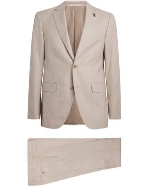 Pal Zileri Wool-Cotton Pinstripe 2-Piece Suit - Natural