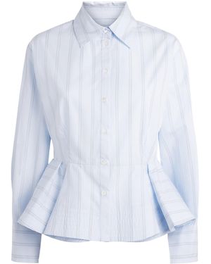 Sandro Cotton Stripe Peplum Shirt - Blue