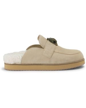 Kurt Geiger Suede Eagle Clog Mules - Natural