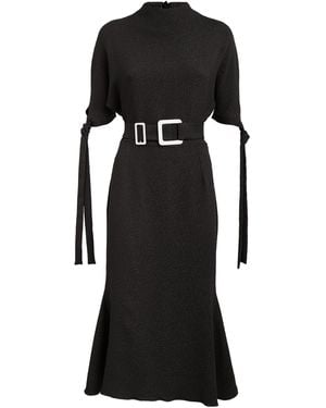 Edeline Lee Belted Pedernal Midi Dress - Black