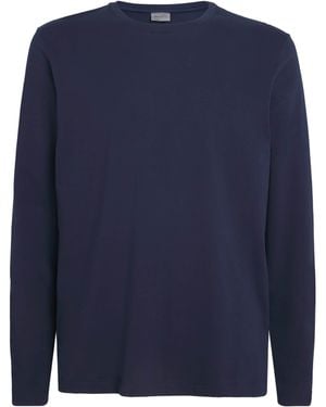 Hanro Cotton Living Long-Sleeve T-Shirt - Blue