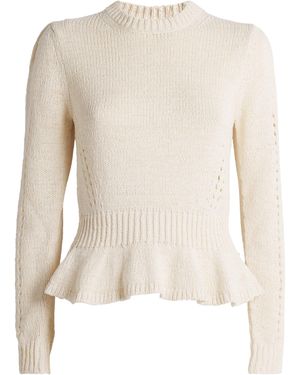 Ulla Johnson Cotton-Blend Peplum Aurelie Sweater - Natural