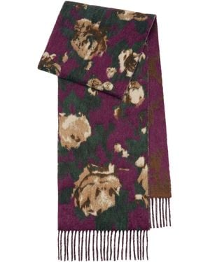Burberry Wool-Alpaca-Blend Rose Scarf - Purple