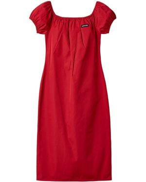 Miu Miu Cotton Logo Midi Dress - Red