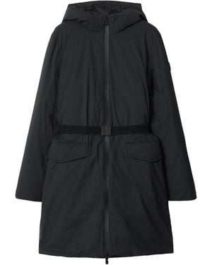 Burberry Down Mid-Length Hooded Nylon Coat - Black