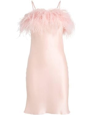 Gilda & Pearl Silk-Ostrich Feather Slip Dress - Pink