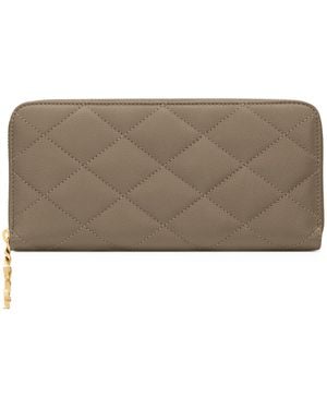 Saint Laurent Matelassé Zip-Up Wallet - Brown