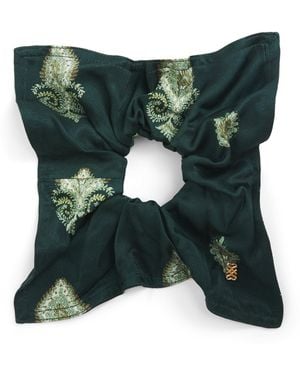 Sandro Silk Floral Print Scrunchie - Green