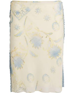 SIR. Satin Floral Cecile Midi Skirt - Natural