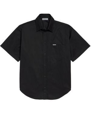 Balenciaga Cotton Workwear Short-Sleeve Shirt - Black