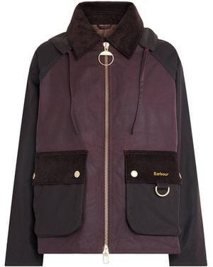 Barbour Hooded Carville Wax Jacket - Purple