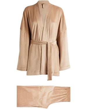 Skims Velour Wrap Pyjama Set - Natural