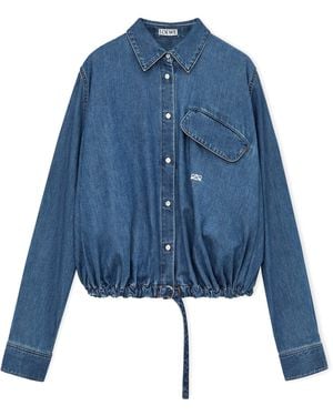Loewe Drawstring-Hem Denim Shirt - Blue