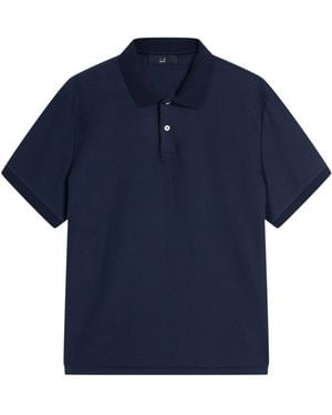 dunhill Cotton Herringbone Polo Shirt - Blue