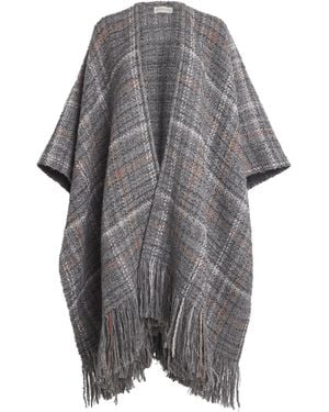 Johnstons of Elgin Cashmere-Silk-Alpaca Textured Cape - Gray