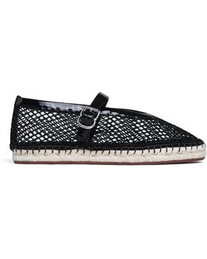 Alaïa Mesh-Leather Espadrille Ballet Flats - Black