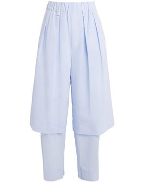 Issey Miyake Cotton-Linen Paper-Esque U Pants - Blue