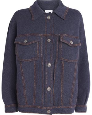 Barrie Cashmere-Cotton Oversized Jacket - Blue