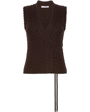 Max Mara Wool-Cashmere Wrap Sweater Vest - Black