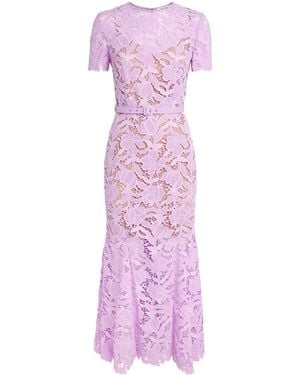 Self-Portrait Lace Belted Midi Dress - Purple