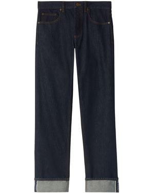 Burberry Selvedge Denim Turn-Up Straight Jeans - Blue